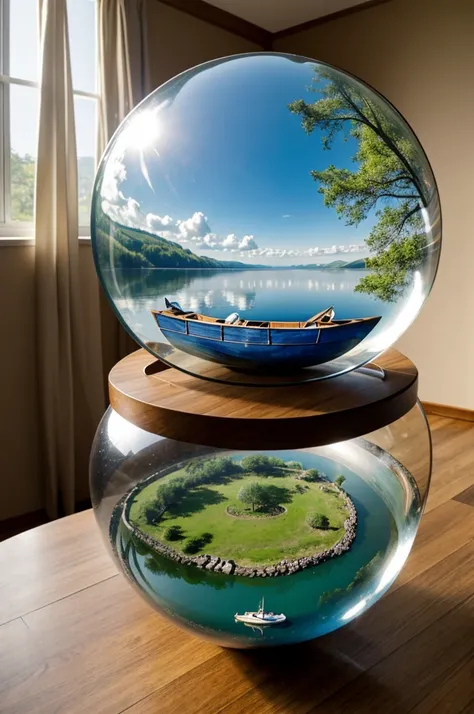 Glass sphere with canoe inside and procedure to do it 