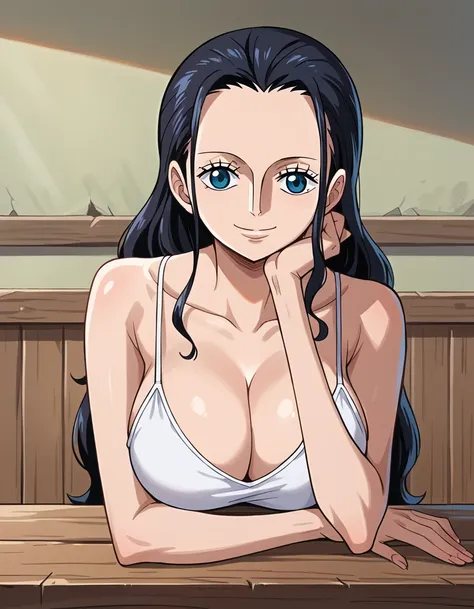 score_9, score_8_up, score_7_up, source_anime, best quality, clear face, 1girl, nico robin, black hair, long hair, blue eyes, la...