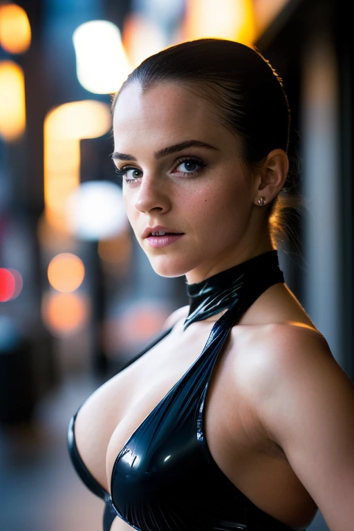 little emma watson, (Tomar selfies, Aerial view: 1,4), (straight half of the torso: 1,4), Portrait photo of a 24-year-old blonde in RAW UHD format (blue eyed woman), Collections, The floor of the head is shaved bald, Walk down the dark alley, natutal breas...