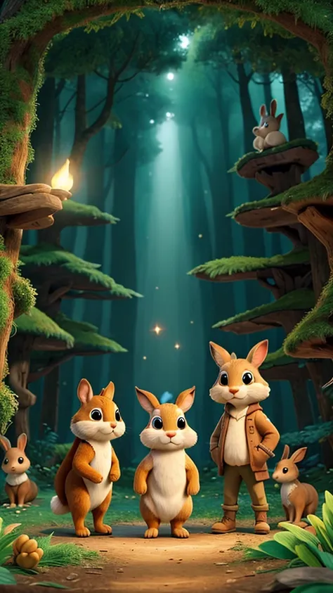 All the wild animals in the enchanted forest were happy and free and very grateful to the wise rabbit.