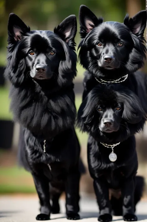 black fur dogs 