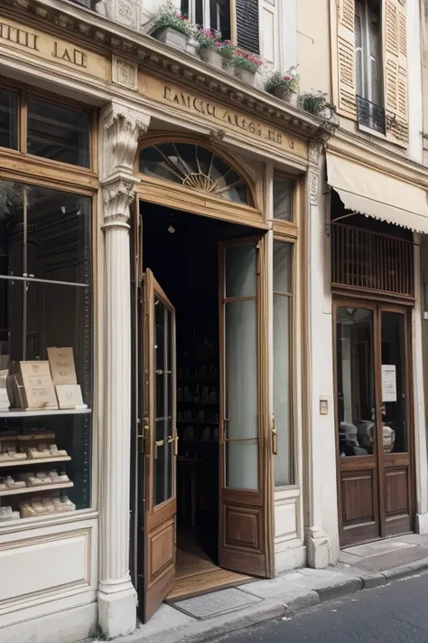 French style lace shop façade 