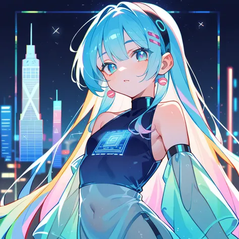 score_9_up, score_8_up, score_7_up, score_6_up, source_anime，1girl、2d, flat、Transparent color PVC clothing, Transparent Color Vinyl Clothing, Prismatic, Holographic, chromatic aberration, Fashion Illustration,City、Night view