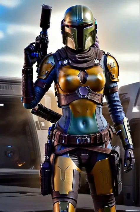 A ((female Twilek ))Mandalorian, detailed futuristic armor, intricate helmet, jetpack, blaster rifle, epic pose, dramatic lighting, gritty sci-fi atmosphere, cinematic, dramatic colors, highly detailed, 8k, photorealistic, masterpiece female Twilek
