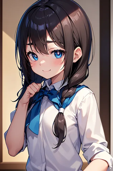 (masterpiece,Highest quality,Ultra-high resolution),((Perfect Face, Perfect body、Beautiful Eyes)),(school uniform,Shigure Ui),(Condescending expression、A mocking look、smile、Worried brow),from the front、classroom、Upper Body、Put your hands behind your back、s...