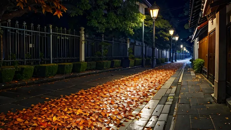 night，Camphor，Dim Street Lights，Quiet Street，Fallen leaves，Drizzle，Really