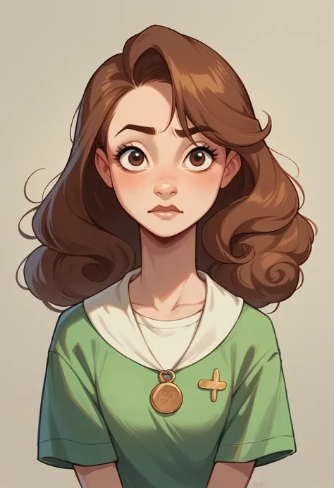 11 year old girl with brown hair brown eyes disney style