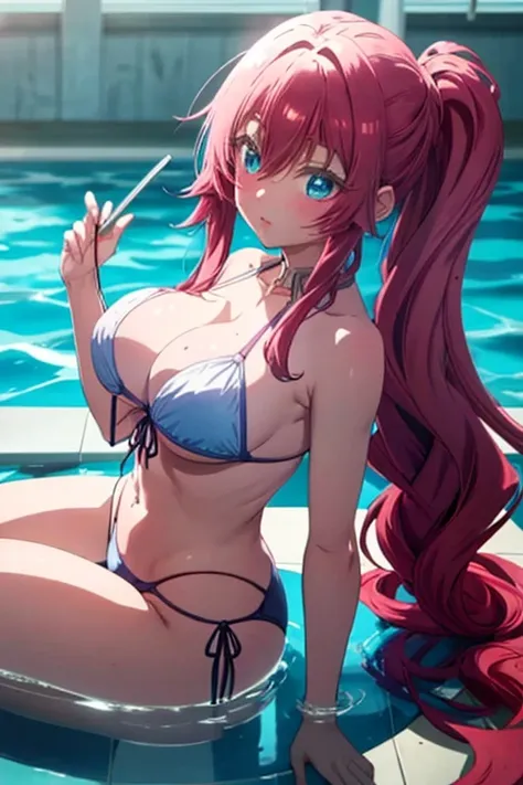 Anime girl in bikini in a pool