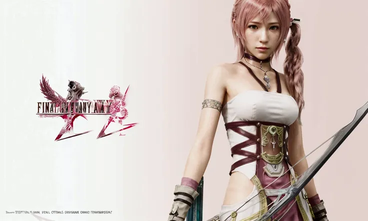 a close up of a woman with a bow and a bow, from final fantasy xiii, final fantasy character, from final fantasy, final fantasy face, final fantasy 1 2 style, final - fantasy, final-fantasy, final fantasy, style game square enix, square enix, pink iconic c...