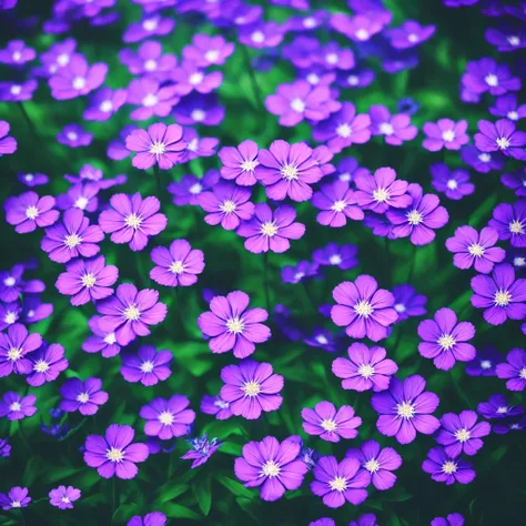 purple flowers in the dark, a macro photograph inspired by Elsa Bleda, tumblr, romanticism, dark purple blue tones, blue and purple, vibrant but dreary blue, purple and blue, dark flowers, blue and violet, night sky full of flowers, blue flowers, moody bea...