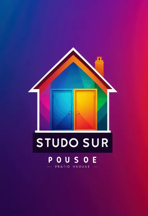 A colorful logo for a studio with a photo house theme