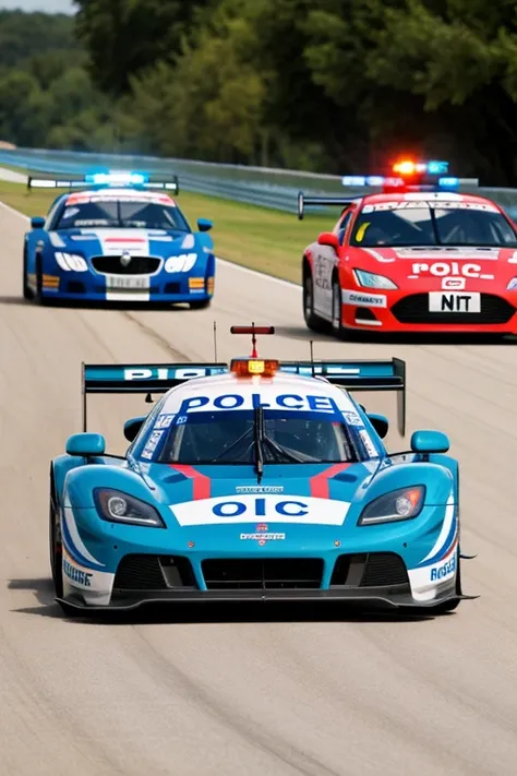 image of a racing car and a police car following it