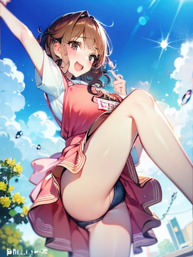 Huge breasts、Big Tits、Handsome、blush、Open your mouth and laugh、Wavy Hair、Brown Hair、Red underwear、Underwear that is digging in、Bulging underwear、uniform、high school girl、kindergarten teacher、apron、25 year old sister、Pink underwear