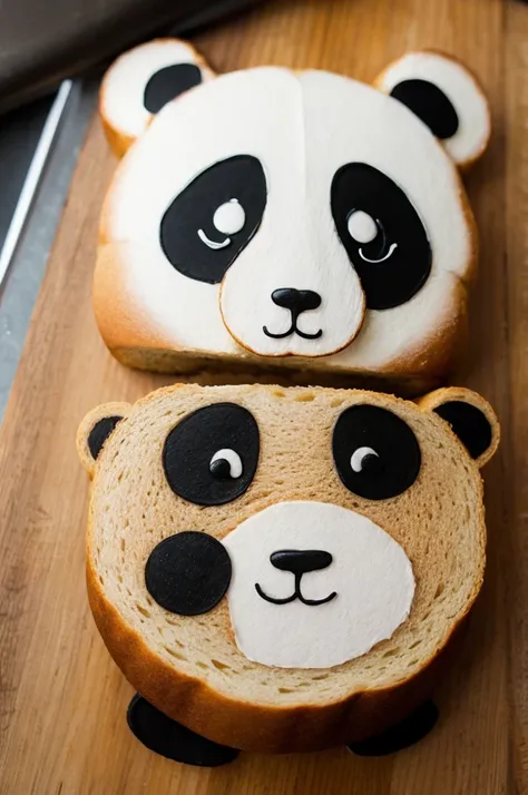 Hand-drawn panda face bread