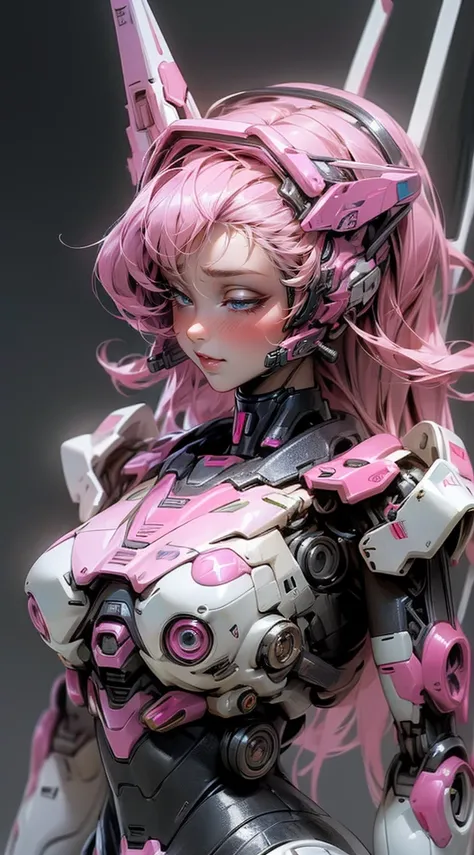 ((masterpiece,High resolution,Highest quality,8k))
(Female Robot,mechanical,Virtualon,Virtuaroid,Full Face)
(White and pink coloring)