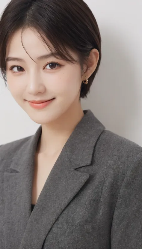 xxmixgirl, wearing business suits, (medium black hair:1.3), (looking at the viewer:1.2), smile, double eyelid, upper body, front...