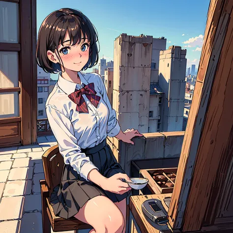 (8k, Best Quality, Masterpiece:1.2), (sfw:1.3), (realist, photo-realist:1.37), ultra detailed, 1 girl,beautiful, Alone,beautiful detailed sky,detailed coffee,evening,session,have a date,(nose blush),(SMILE:1.1),(Closed mouth) medium breasts,Beautiful detai...