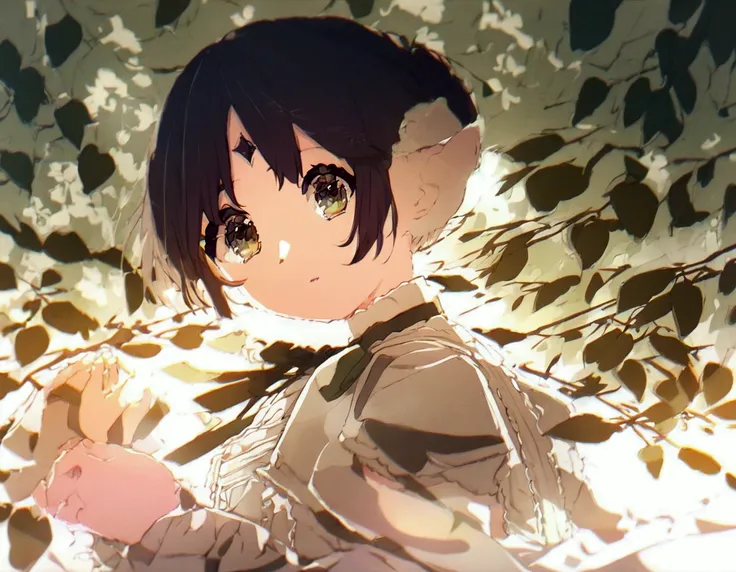 A whimsical young asian anime boy and girl  composed of delicately arranged Asia anime boy and girl , poised in a carefree dance on the rim of a weathered,dancing set , set against a lush, vibrant forest backdrop, where dappled sunlight filters through the...