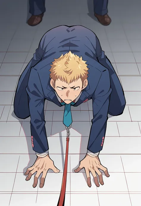 score_9, score_8_wonderful, score_7_wonderful, sauce_anime,ryuji,male focus,1 male,no pants,auction,on all fours,place your hand...