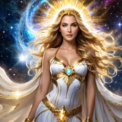 (Highest quality,High resolution,masterpiece:1.2),Very detailed,(Realistic,Realistic,Realistic:1.37)(Cosmic Love Goddess:1.1,beautiful:1.1,Spirit Body:1.1),Sacred Goddess,Heavenly Beauty,Supernatural Beings,Magnificent cosmic presence,Majestic celestial bo...