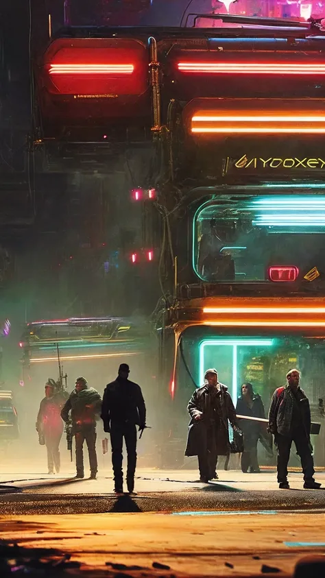 photorealistic, group of peoples  at the cyberpunk city at the street,   cyberpunk haircuts, bokeh , sharp focus, emitting diodes, smoke, artillery, sparks, racks, system unit, motherboard, by pascal blanche rutkowski repin artstation hyperrealism painting...