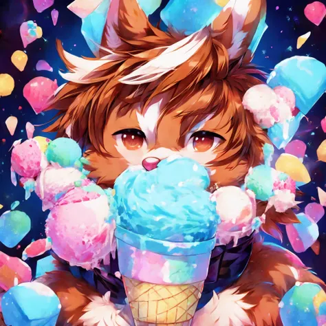 Furry boy suck ice cream 