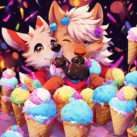 Furry boy suck ice cream 