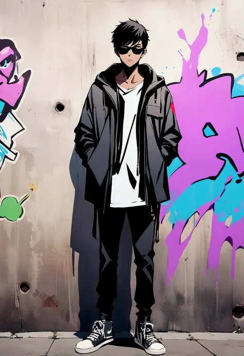 style5,1 boy,graffiti,minimalism