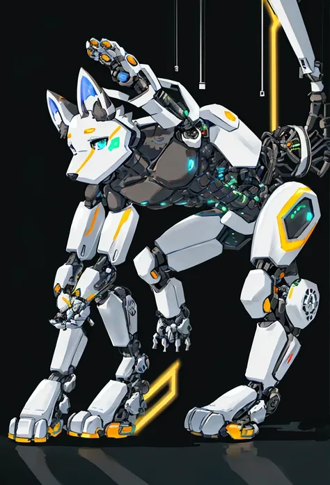 Anthropomorphic mechanical dog，Pixel Face，Limbs and torso of the robot dog，Mechanical dog ears