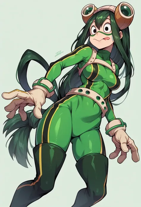 beru asui de my hero academia, tsuyu asui&#39;s mom, my hero in acedemia style., wide hips, long tongue, open mouth