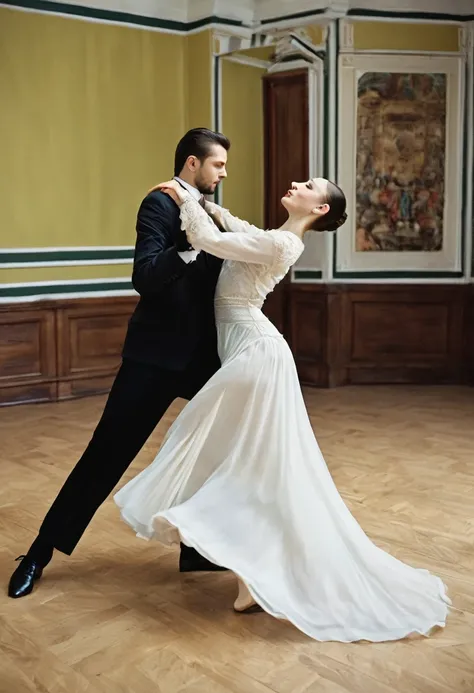 There are two people who are dancing in a room, Dance partner, alexandra fomina, anna nikonova, dancing with each other, Artem Chebokha, Sergey Krasovskiy, ilya ozornin, Sergey Zabelin, Zoran Janjetov, dance scene, by Francis Zuniga, by Rafael Ritz, by Fer...