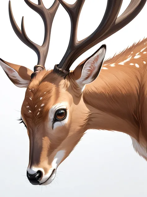 A mysterious deer，A whole deer，Exquisite details,masterpiece, Crisp details，White clean background