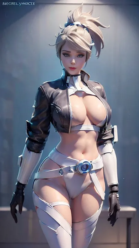 (1GIRL, alone, 独奏), (super detailed face), (Black Long Hair:1.2), (BIG BUTTOCKS, 11 LINE ABS, CLEAVAGE, HUGE FAKE BREASTS:1.5), (MECHA GUARD ARM:1.3), (A girl wearing sexy clothing，scantily clad，Whit cyberpunk sexy maillot，tight clothing，maillot，tight，fitt...