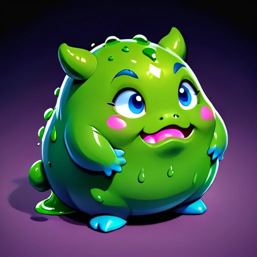 (masterpiece), chubby and fat slime creature, simple carby shape, Isometric view, Dark fantasy style, digital illustration, shaded, white background