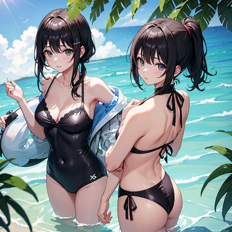 Black Hair、Shortcuts、Swimwear、beautiful girl