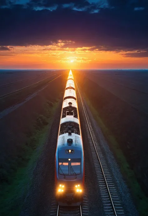 Train running on the horizon