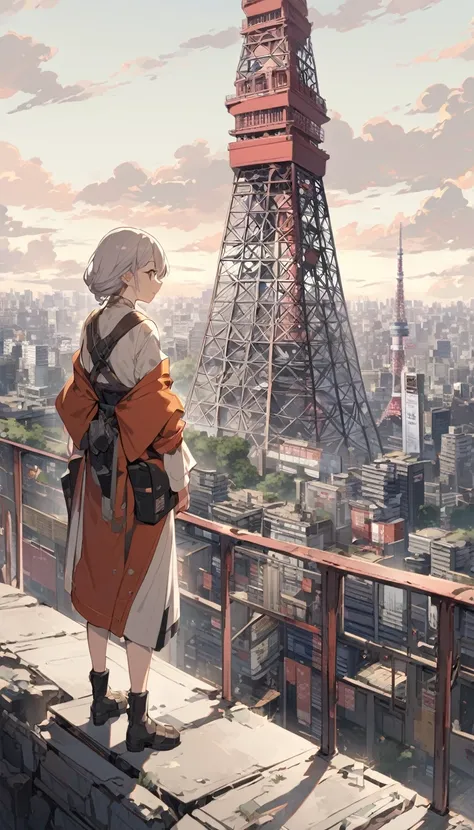 Tokyo Tower 1000 Years After Human Extinction, There is a girl watching it