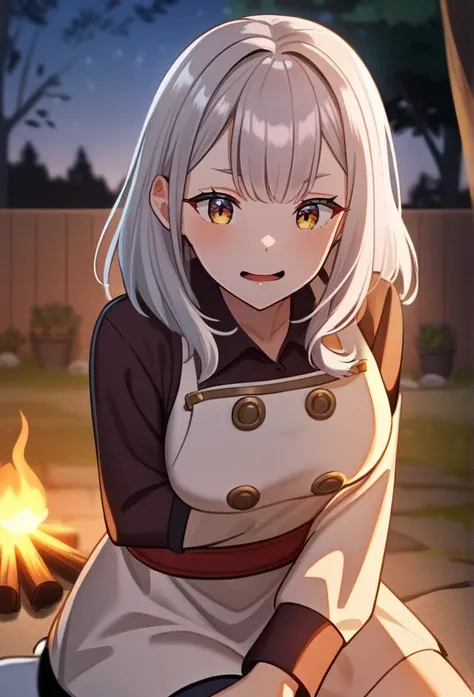 1 female, Alisa Mikhailovna Kujou, Arya getting deleterious when being pulled by hand,Alisa Mikhailovna Kujou, Arya with campfire background at night,<lora:alisa_XL_v1:0.8
Solo, long hair, eyebrows showing through, eyebrows, silver hair, hair ribbon, blue ...