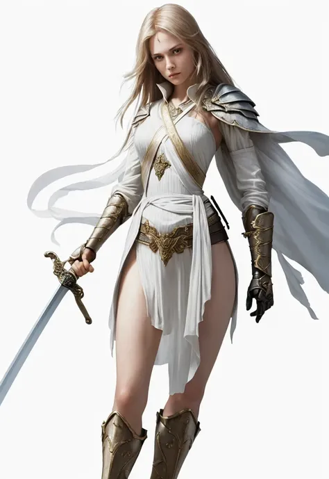 holding a sword in her right hand