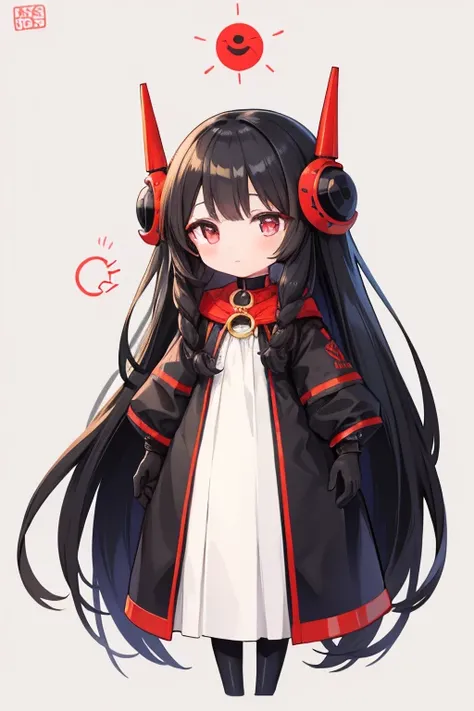 girl　Primary school students　Young Girl　小さいgirl　Height: 130cm　Standing picture Simple design　The dress is a one-piece　Long hair　Long Black Hair　Hair is black　Red eyes　Shoulder Bare