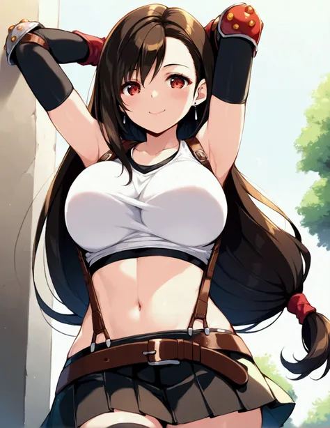 (score_9
score_8_up
score_7_up
score_6_up
score_5_up
score_4_up
source_anime),,BREAK , ,dutch angle,,breast below view, breast press,,standing,leaning on wall.arms up,arms behind head. upperbody,,Solo ,1girl, tifa lockhart, final fantasy, tareme,black hair...