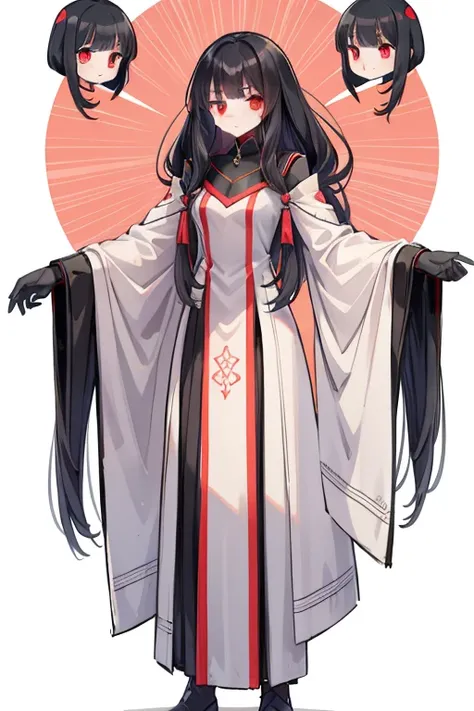 girl　Primary school students　Young Girl　小さいgirl　Height: 130cm　Standing picture Simple design　The dress is a one-piece　Long hair　Long Black Hair　Hair is black　Red eyes　Shoulder Bare