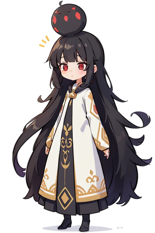 girl　Primary school students　Young Girl　小さいgirl　Height: 130cm　Standing picture Simple design　The dress is a one-piece　Long hair　Long Black Hair　Hair is black　Red eyes　Shoulder Bare