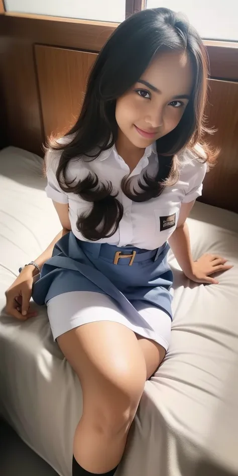 1girl, solo, sensual, top-quality, (professional lighting without shadows), view from far, (indonesian_high_school), fit body, l...