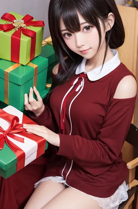 Anime character illustration giving a gift