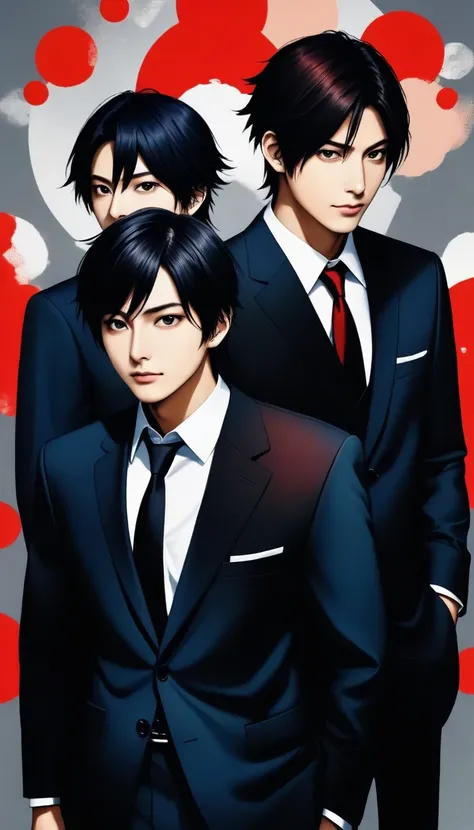 Japan Men in Suits、The background is gray