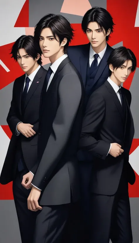 Japan Men in Suits、The background is gray