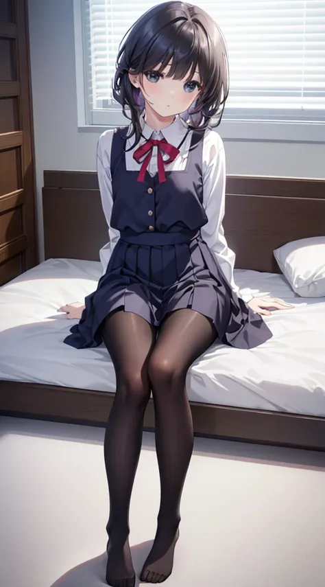 (the whole body from head to toe)、(full body)、(no shoes)、(blackpantyhoseの内側に白いパンティ)、(blackストッキングの内側に白いパンティ)、(panty shot)、(sittin...