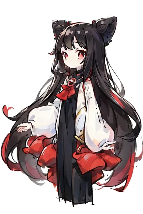 girl　Primary school students　Young Girl　小さいgirl　Height: 130cm　Standing picture Simple design　The dress is a one-piece　Long hair　Long Black Hair　Hair is black　Red eyes　Shoulder Bare
