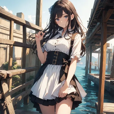 masterpiece, best quality, solo,1girl,looking at viewer,outdoor, cowboy shot,sea,anime style,
 anne